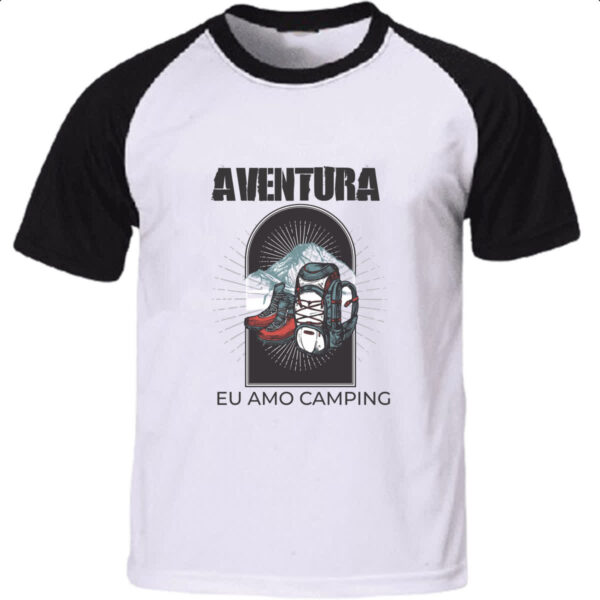 Camiseta Raglan Aventura eu amo camping