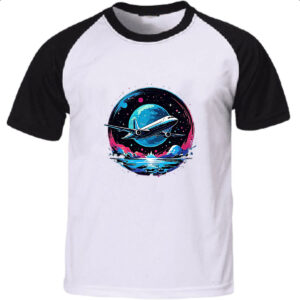 Camiseta Raglan Aviao viagem night art