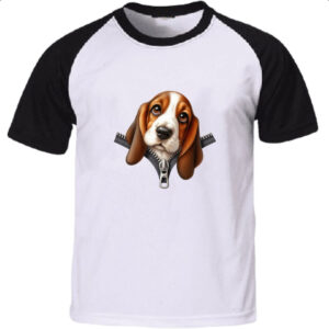 Camiseta Raglan Basset Hound no Ziper