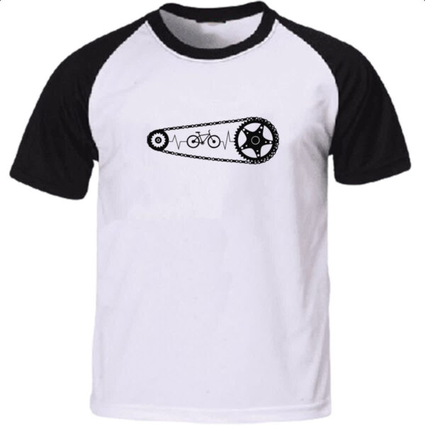 Camiseta Raglan Batimento cardiaco catraca bicicleta