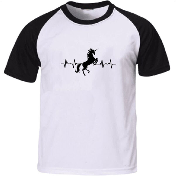 Camiseta Raglan Batimento cardiaco unicornio