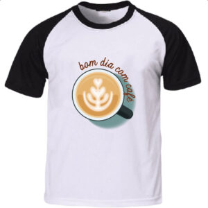 Camiseta Raglan Bom dia com cafe