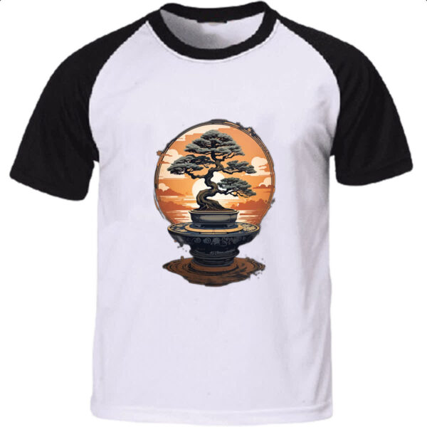 Camiseta Raglan Bonsai magico Japao sunset