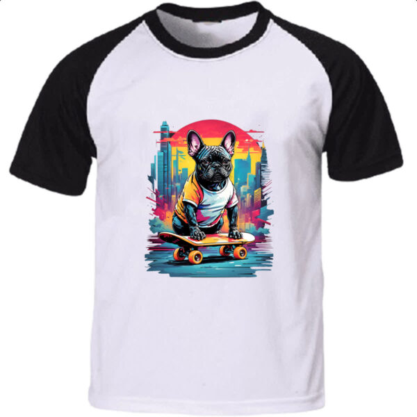 Camiseta Raglan Bulldog skatista color urbano
