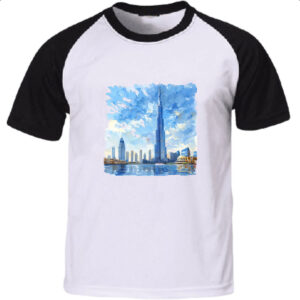 Camiseta Raglan Burj Khalifa watercolor