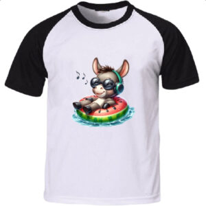 Camiseta Raglan Burro na boia