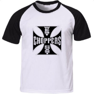 Camiseta Raglan West coast chopper cruz negra