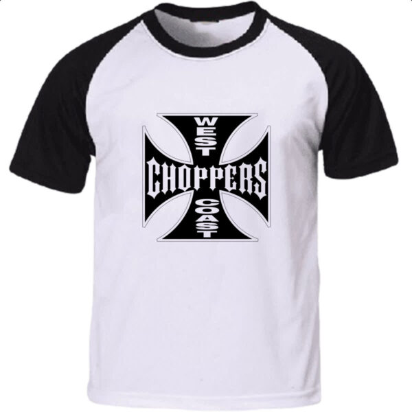 Camiseta Raglan West coast chopper cruz negra