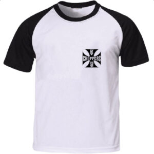 Camiseta Raglan West coast chopper cruz negra brasao