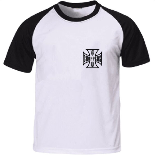 Camiseta Raglan West coast chopper cruz vazada brasao