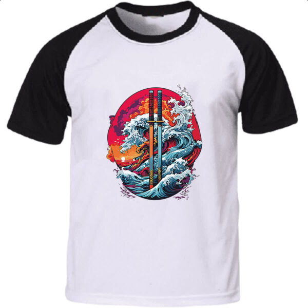 Camiseta Raglan Katana grandes ondas