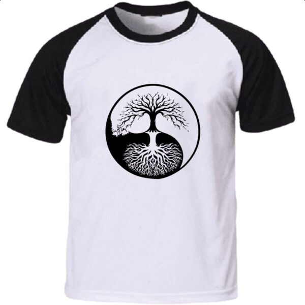 Camiseta Raglan Yin Yang Arbore da vida