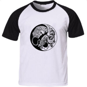 Camiseta Raglan Yin e Yang Dragao e Tigre