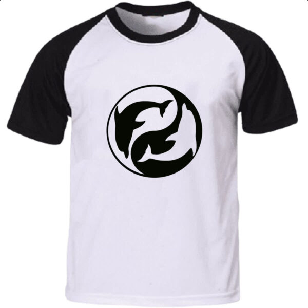 Camiseta Raglan Yin e Yang Golfinhos