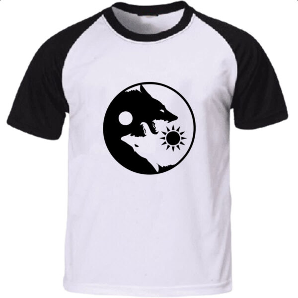 Camiseta Raglan Yin e Yang Lobos