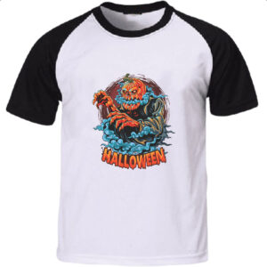 Camiseta Raglan Halloween Pumpkin Nevoeiro