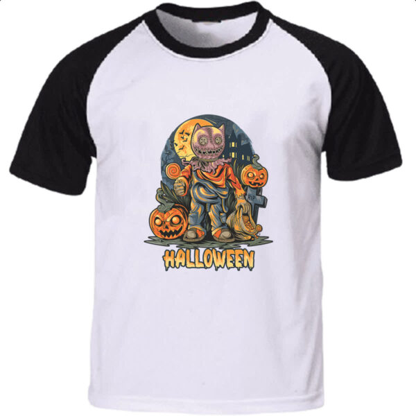 Camiseta Raglan Halloween pumpkin cemiterio