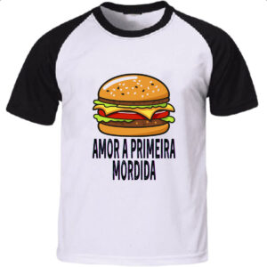 Camiseta Raglan Hamburguer amor a primeira mordida