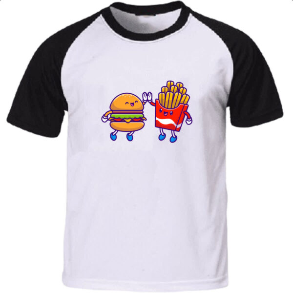 Camiseta Raglan Hamburguer e fritas melhores amigos