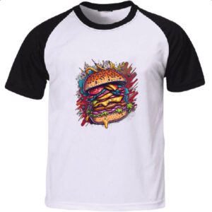 Camiseta Raglan Hamburguer exagerado splash