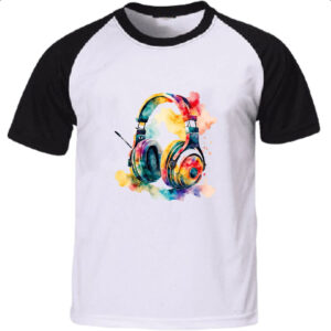 Camiseta Raglan Headphone watercolor