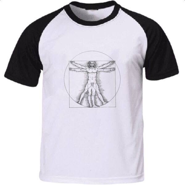 Camiseta Raglan Homem Vitruviano da Vinci