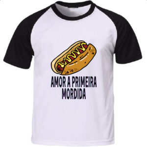 Camiseta Raglan Hotdog amor a primeira mordida