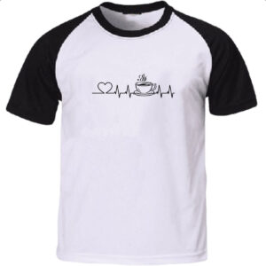 Camiseta Raglan Cafe batimento cardiaco
