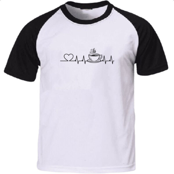 Camiseta Raglan Cafe batimento cardiaco