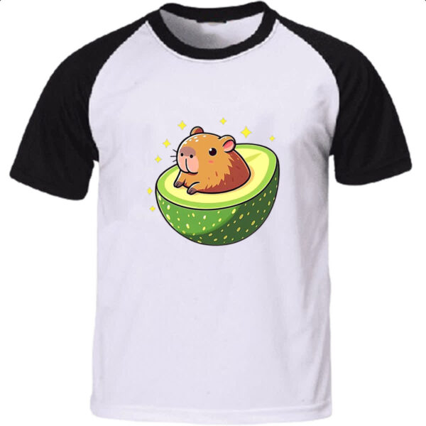 Camiseta Raglan Capibacate capivara no abacate