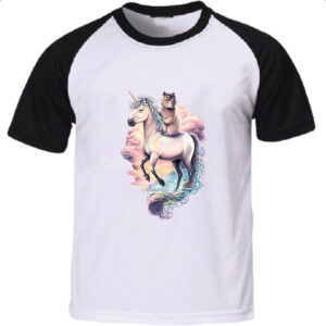 Camiseta Raglan Capivara com unicornio