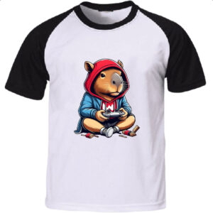 Camiseta Raglan Capivara gamer