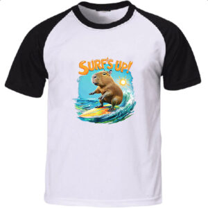Camiseta Raglan Capivara surfs up