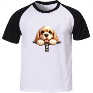 Camiseta Raglan Cavalier King Charles Spaniel no Ziper