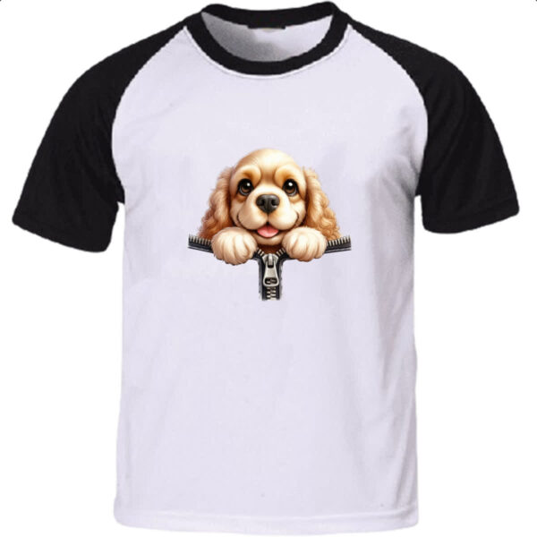 Camiseta Raglan Cavalier King Charles Spaniel no Ziper
