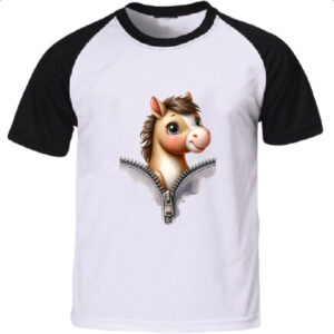 Camiseta Raglan Cavalo no ziper