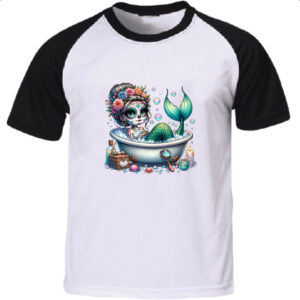Camiseta Raglan Caveira catrina sereia