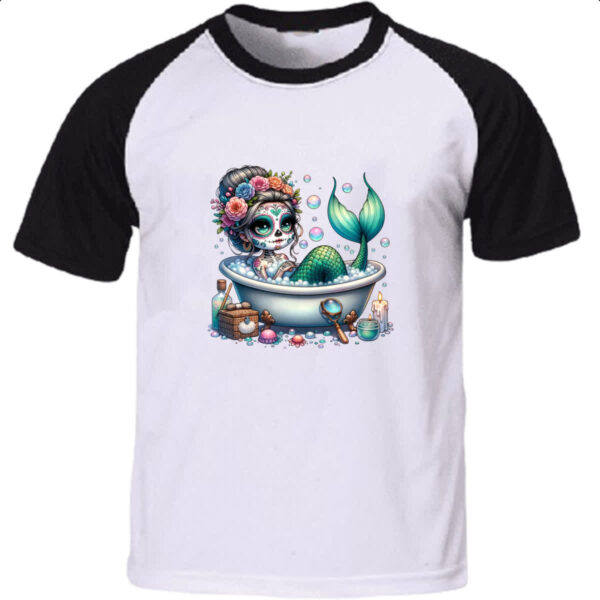 Camiseta Raglan Caveira catrina sereia
