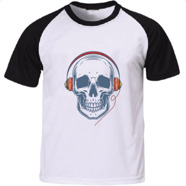 Camiseta Raglan Caveira com HeadPhone