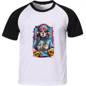 Camiseta Raglan Caveira mexicana girl sound