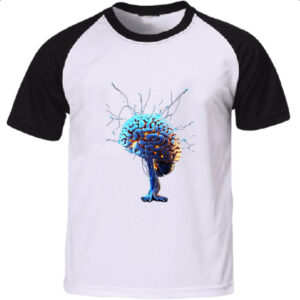 Camiseta Raglan Cerebro IA impulsos eletricos