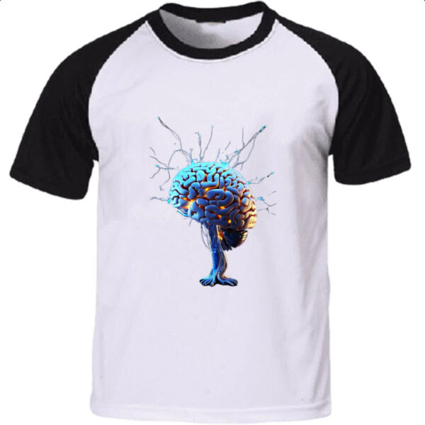 Camiseta Raglan Cerebro IA impulsos eletricos