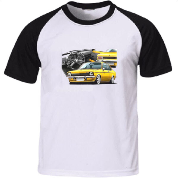 Camiseta Raglan Chevette primeira geracao amarelo
