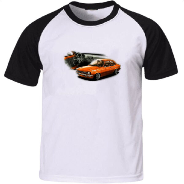Camiseta Raglan Chevette primeira geracao laranja