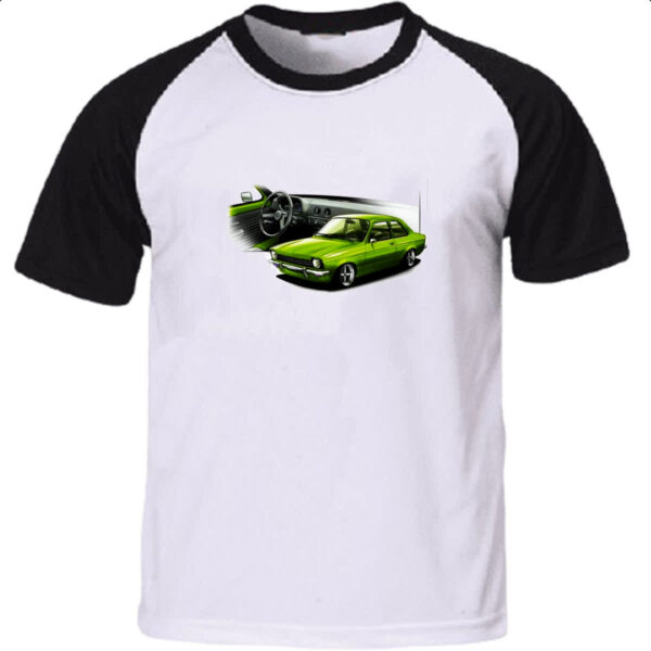 Camiseta Raglan Chevette primeira geracao verde