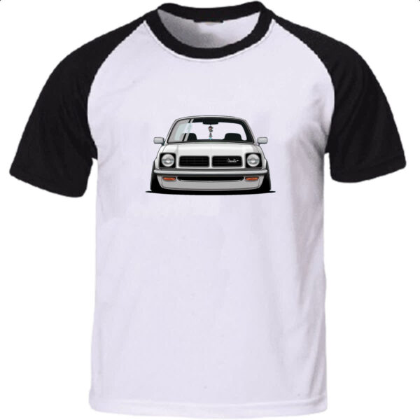 Camiseta Raglan Chevette segunda geracao frente branco
