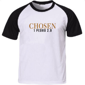 Camiseta Raglan Chosen 1 Pedro 2.9 Biblia Jesus