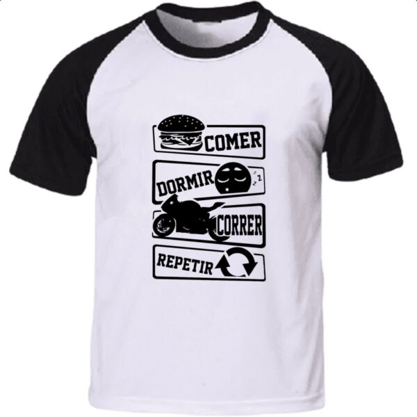 Camiseta Raglan Comer Dormir Correr Repetir