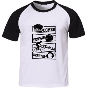 Camiseta Raglan Comer Dormir Pedalar Repetir