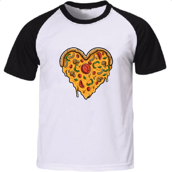 Camiseta Raglan Coracao de pizza